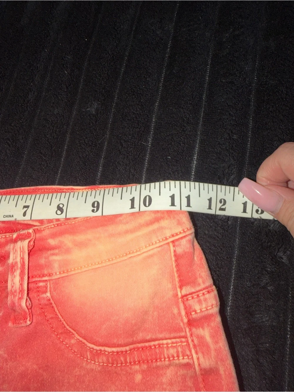 Fashion Nova Coral-Red Acid Wash High-Rise Jeans